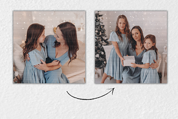 Doppelseitiger Druck auf Holz 50x50 cm 